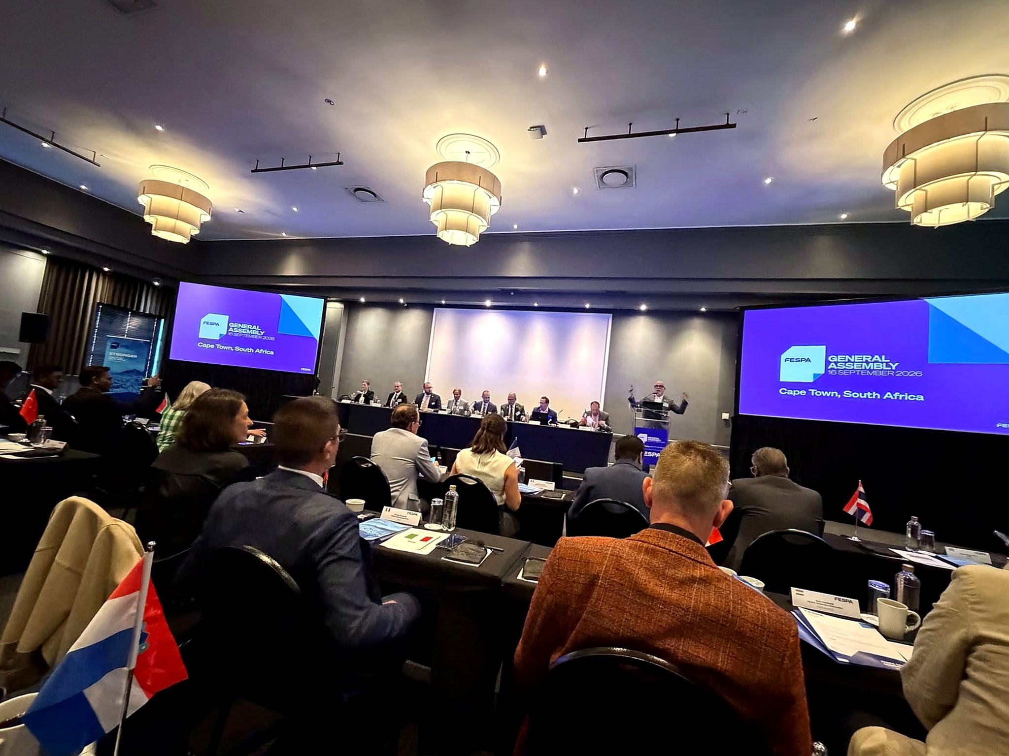 Sessão da Assembleia Geral da FESPA 2026, na Cidade do Cabo, África do Sul